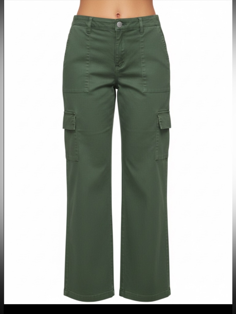 WOMENS Rachel Paige High Rise Army Green Wide Leg Cargo Pants Size Large